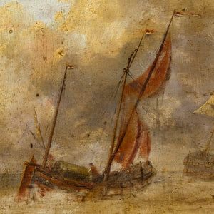 19th-Century Dutch School Marine Scene With Warship