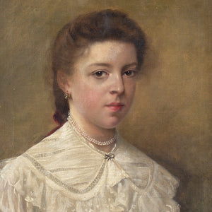 Early 20th-Century Belgian School, Portrait Of A Girl With Pearls