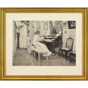 Late 19th-Century British School, Interior Scene With Woman Reading