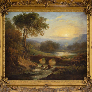 George Smith Of Chichester (Circle), 18th-Century Pastoral Landscape With River, Cattle &amp; Drover
