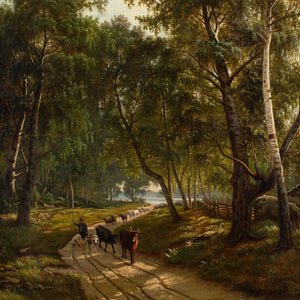 19th-Century Danish School, Forest Landscape With Cattle Drover