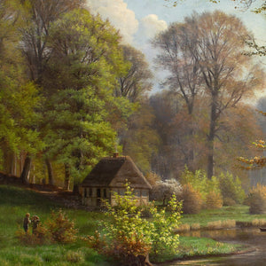 Eiler Rasmussen Eilersen, Romantic Forest Landscape With Cottage