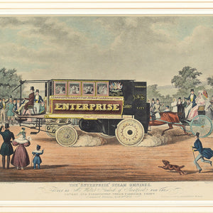 Walter Hancock’s Enterprise Steam Omnibus, 19th-Century Hand-Coloured Lithograph