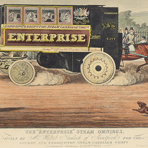 Walter Hancock’s Enterprise Steam Omnibus, 19th-Century Hand-Coloured Lithograph