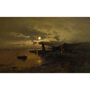 Axel Nordgren, Coastal Nocturne With Rowing Boats