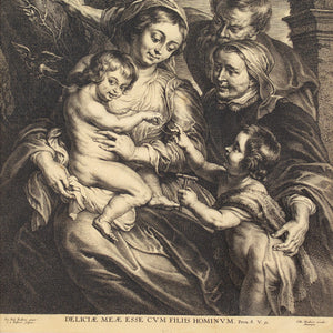 Schelte Adams à Bolswert After Peter Paul Rubens, The Holy Family With Saint Elizabeth & John The Baptist With A Goldfinch