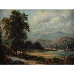 19th-Century English School, Oil Study With Cattle Drovers