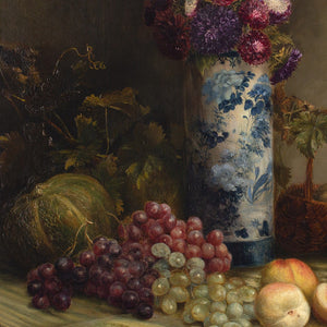 Eleanor Brace, Autumnal Still Life With Chrysanthemums & Fruit