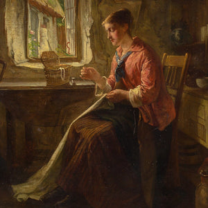 William Harris Weatherhead, Interior With Woman Sewing By A Window