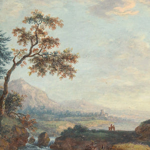 John Inigo Richards RA (Attributed), Landscape With Country Track, Figures, Cottages & Far-Reaching View