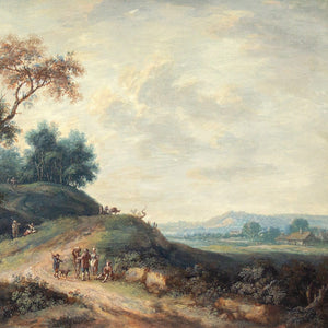 John Inigo Richards RA (Attributed), Landscape With Country Track, Figures, Cottages &amp; Far-Reaching View