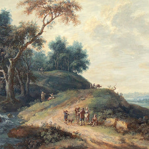 John Inigo Richards RA (Attributed), Landscape With Country Track, Figures, Cottages &amp; Far-Reaching View