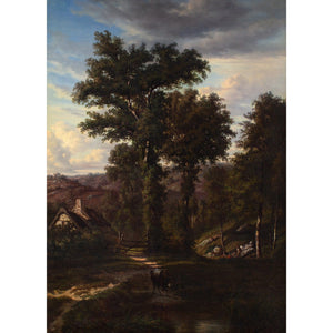 Auguste Bohm, Romantic Landscape With Oak Trees