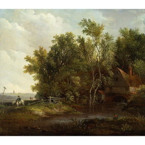 Edward Williams, Landscape With Watermill & Boy Fishing