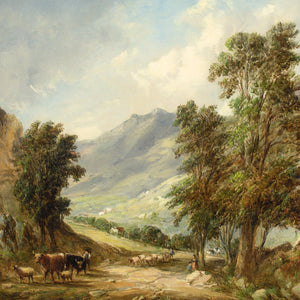 Alfred Vickers, Landscape With Cattle & Mountains