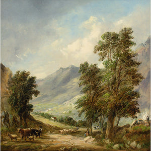Alfred Vickers, Landscape With Cattle & Mountains