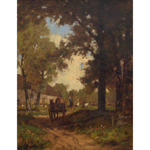 19th-Century German School, Landscape With Horse, Cart & Farmhouse