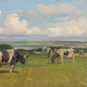 Rasmus Christiansen, Pastoral Landscape With Bull & Grazing Cows