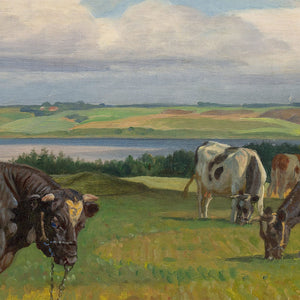 Rasmus Christiansen, Pastoral Landscape With Bull & Grazing Cows