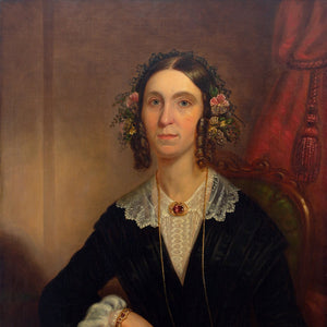 19th-Century British School, Portrait Of A Lady With A Ruby Necklace