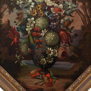 Early 18th-Century Flemish School Still Life With Flowers & Vase