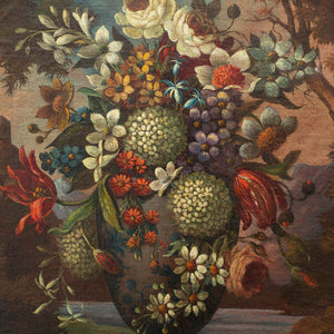 Early 18th-Century Flemish School Still Life With Flowers & Vase