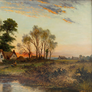 Daniel Sherrin, Landscape With Cottages & Pond