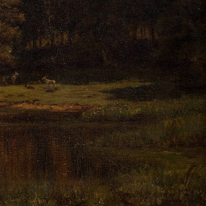 Frederik Christian Jakobsen Kiaerskou, Landscape With Deer & Pond
