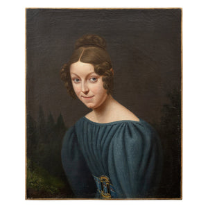 19th-Century French School Portrait Of A Lady With Gigot Sleeves