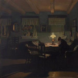 Fritz Kraul, Interior Scene With Older Woman Writing