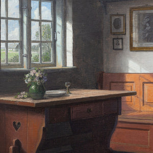 C. Sørensen, Cottage Interior With Garden View