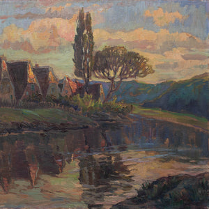 German School Impressionist River Landscape