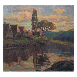 German School Impressionist River Landscape
