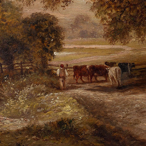 John Langstaffe, Warm Pastoral Scene With Water Meadow