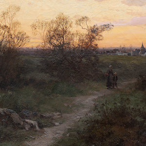 C Rousseau, Evening Landscape With Brushwood Collectors