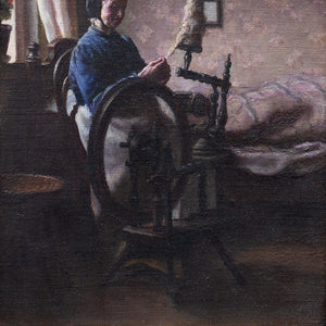 Sophus Vermehren, Interior Scene With Spinning Wheel