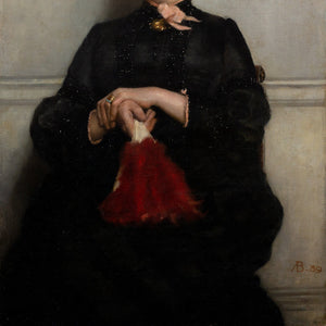 Late 19th-Century English School Portrait Of A Lady With A Fan