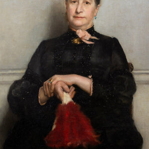 Late 19th-Century English School Portrait Of A Lady With A Fan