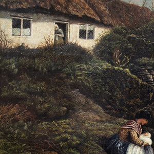 English School Rural Scene With Family & Cottage