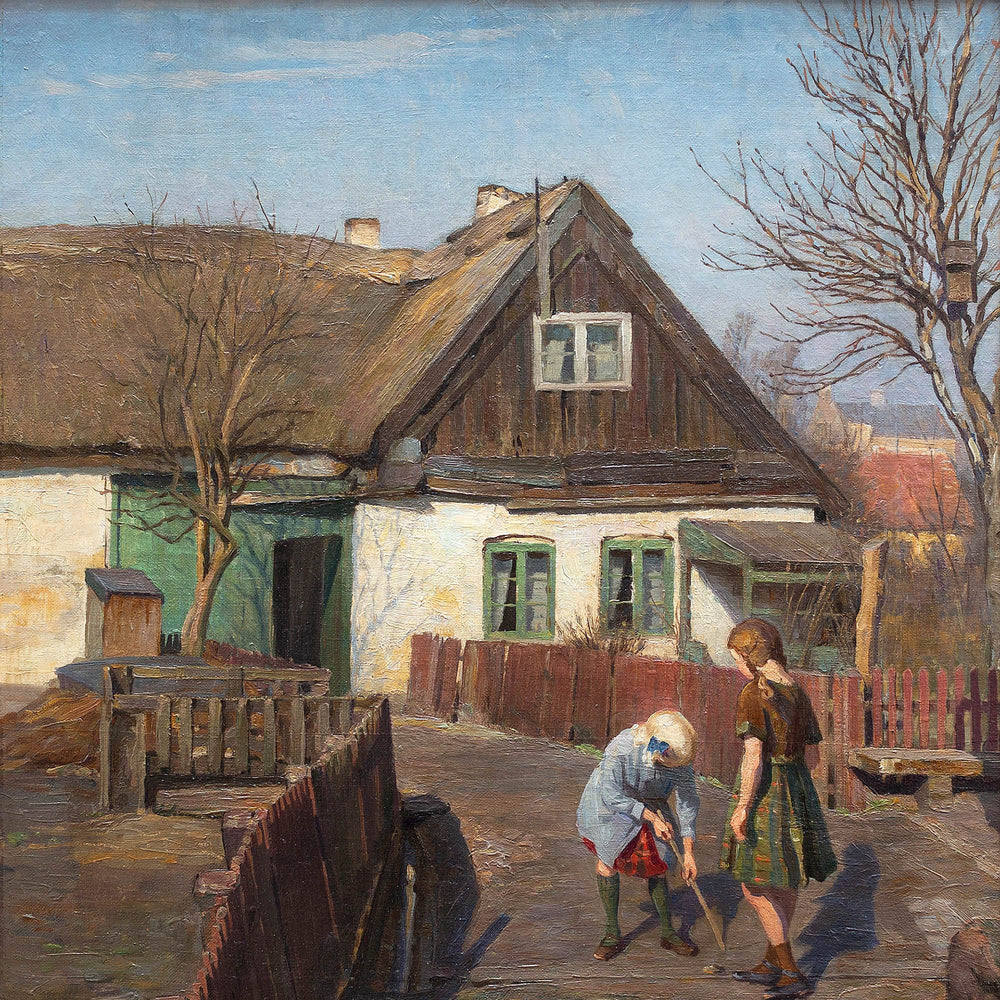 Axel Johansen, Rural Scene With Children Playing