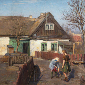 Axel Johansen, Rural Scene With Children Playing