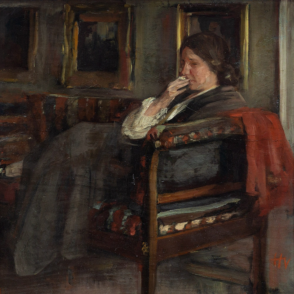Herman Vedel, Interior Scene With Pensive Woman