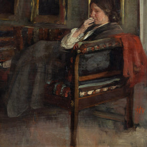 Herman Vedel, Interior Scene With Pensive Woman