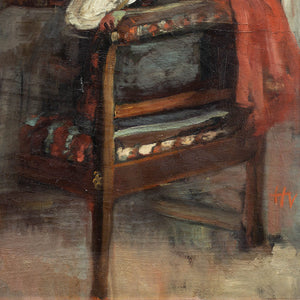 Herman Vedel, Interior Scene With Pensive Woman