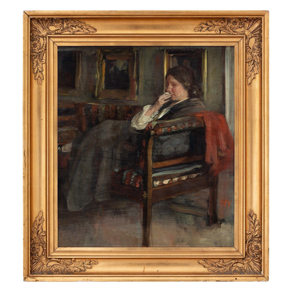 Herman Vedel, Interior Scene With Pensive Woman