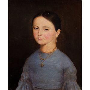 19th-Century French School, Portrait Of A Girl With A Bird Pendant