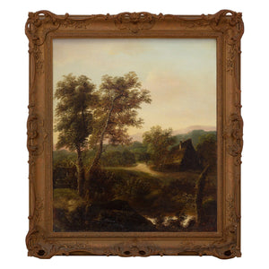 Charles Greville Morris, Landscape With River, Cottage & Distant Hills