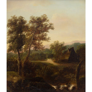 Charles Greville Morris, Landscape With River, Cottage & Distant Hills