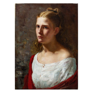 19th-Century Danish School, Portrait Of A Woman In A White Dress