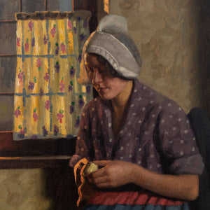 Wilhelm Gdanietz, Interior Scene With Woman Peeling Potatoes